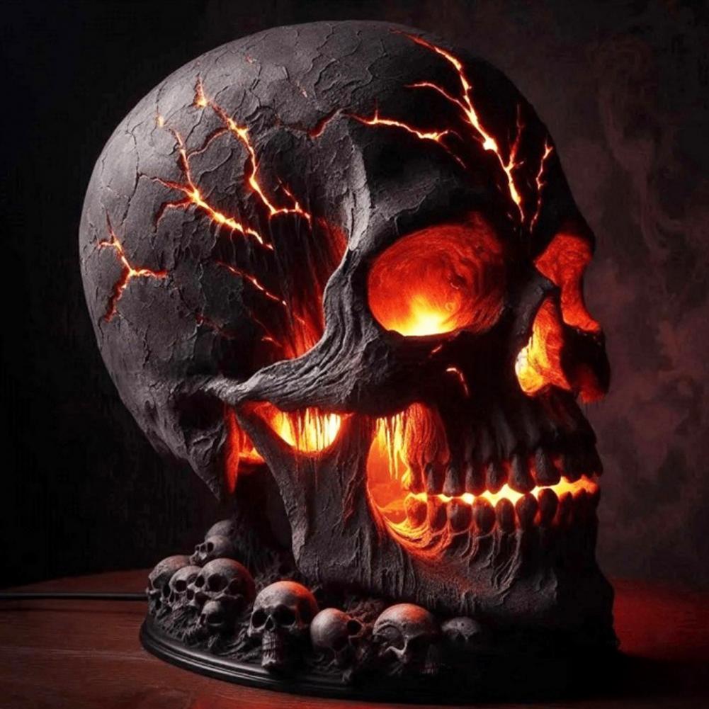 Motorcycle Gear Hanger - Halloween Lavastein-Totenkopflampe Totenkopf-Tischlampe mit Gruseligem LED-Licht