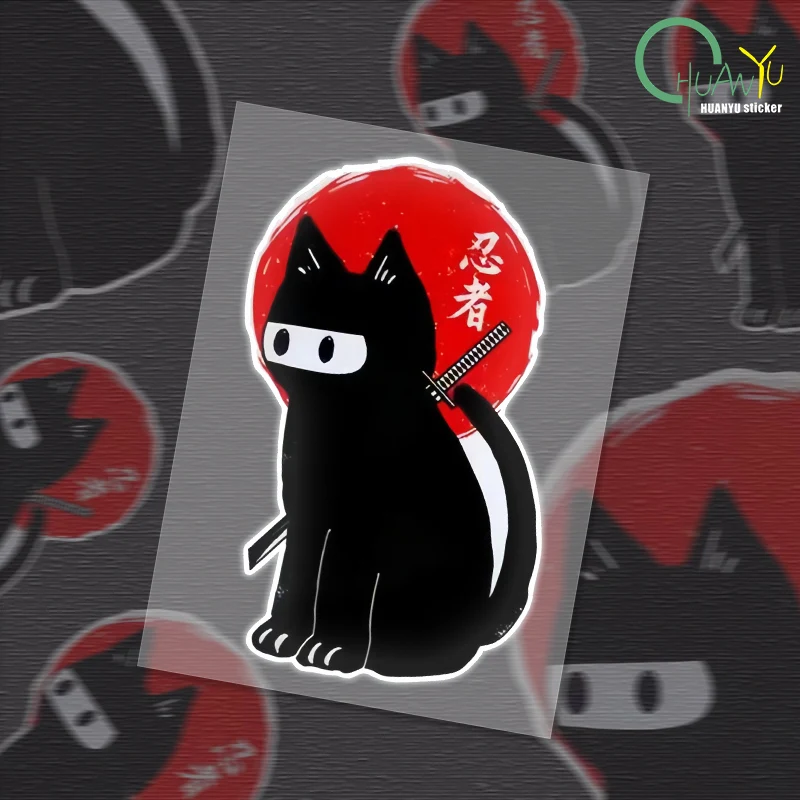 Motorcycle Gear Japan - Reflektierender Katzen-Aufkleber, japanischer Katzen-Autoaufkleber, roter Sonnen-Aufkleber,