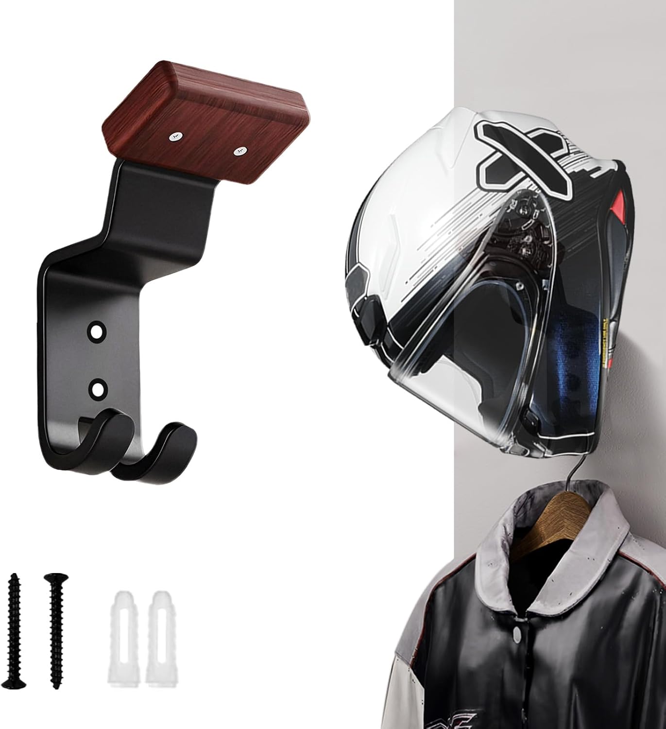Motorcycle Gear Hanger - Motorradhelmhalter Wandmontage, Robuster Helmaufhänger mit Schlüsselhaken